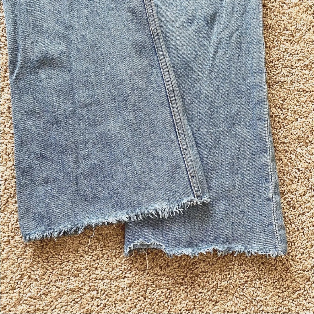 Reformation Cropped Flood Jeans Distressed Raw Hem in Olympic Wash Sz 30 - Picture 8 of 16